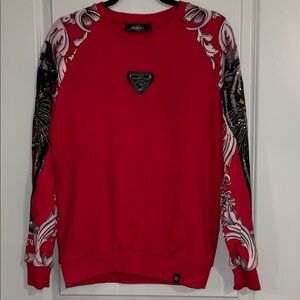 Avenue George V Men’s Red Graphic Crewneck Sweat Shirt p2p 22